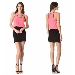 Diane von Furstenberg Lorrane Color Block Ruched SkirtBlack and Pink Dress Sz 2